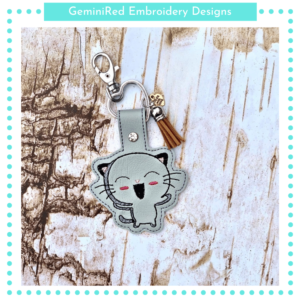 Happy Cat Key Fob {Eyelet & Snap}