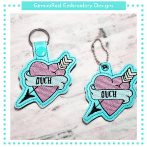 Heart Ouch Key Fob {Eyelet & Snap}