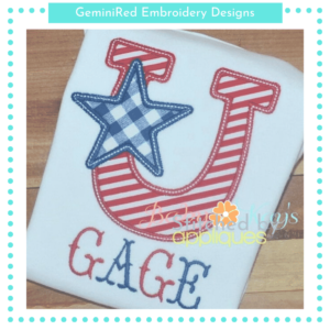 Horseshoe with Star Appliqué {Four Sizes}