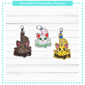 Hungry Cat Key Fob {Eyelet & Snap}