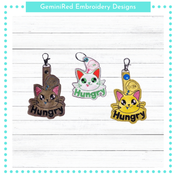 Hungry Cat Key Fob {Eyelet & Snap}