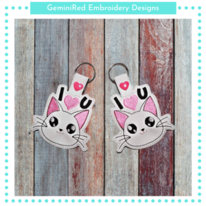 I Love You Cat Key Fob {Eyelet & Snap}