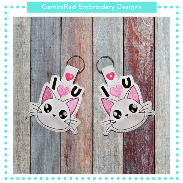 I Love You Cat Key Fob {Eyelet & Snap}