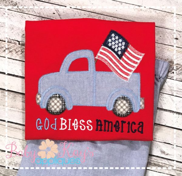 Retro Truck with Flag {Four Sizes}