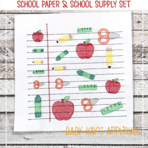 School Paper and Set of School Supplies