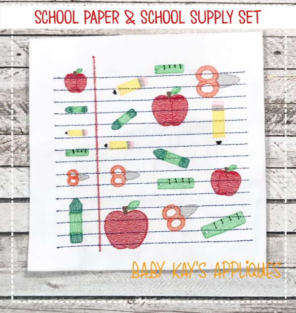 School Paper and Set of School Supplies