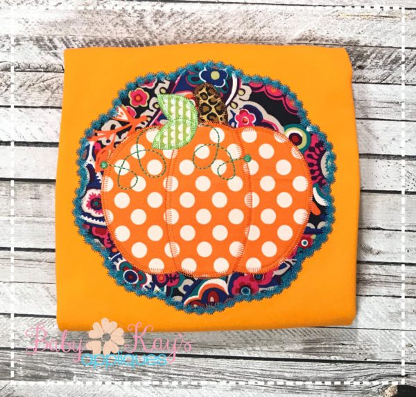 Pumpkin in Scallop Frame Blanket Stitch {Four Sizes} - Image 2