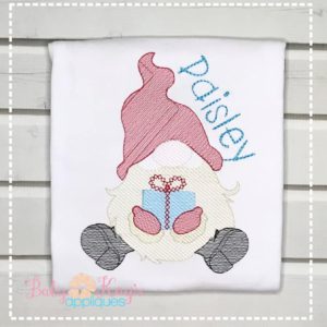Gnome with Gift Sketch {Four Sizes}