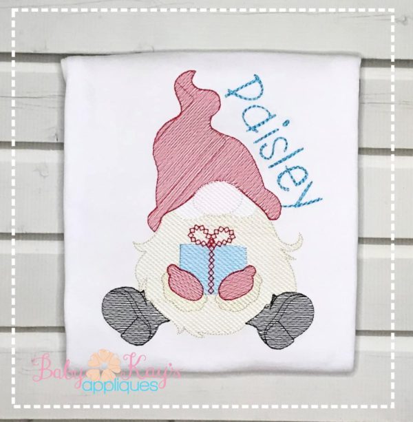 Gnome with Gift Sketch {Four Sizes}
