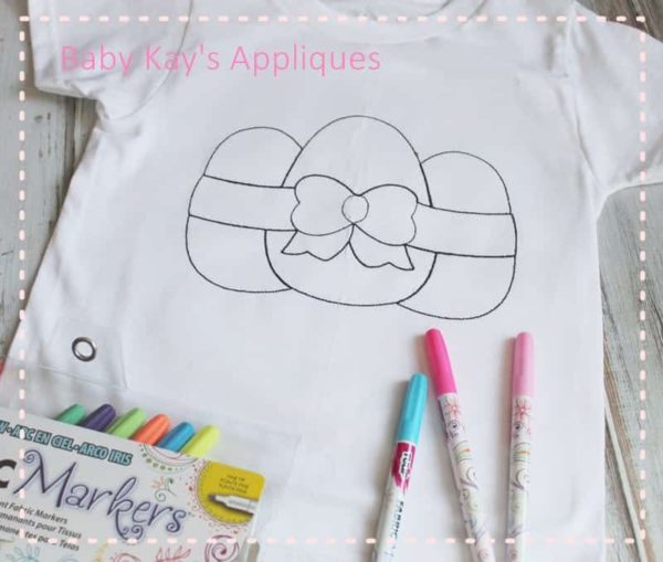 Egg Trio with Bow Sketch {Four Sizes}