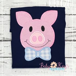 Cute Pig with Bowtie {Four Sizes}