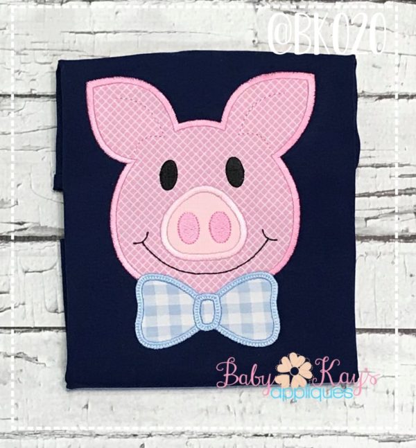 Cute Pig with Bowtie {Four Sizes}