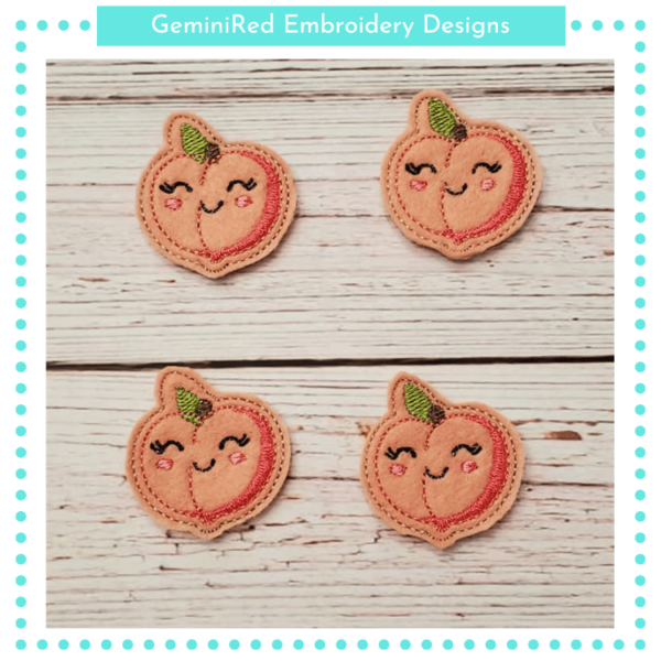 In the Hoop Peach Feltie {4×4}