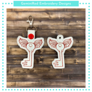 Key with Wings Key Fob {Eyelet & Snap}