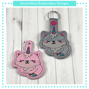 Kitty Unicorn Key Fob {Eyelet & Snap}
