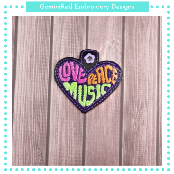 Love Peace Music Key Fob {Eyelet & Snap}
