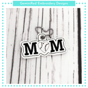 Mom Loves Baseball Key Fob {Eyelet & Snap}