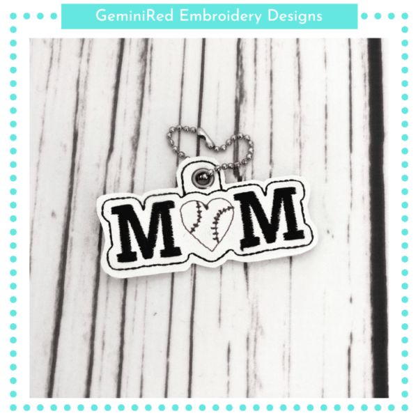 Mom Loves Baseball Key Fob {Eyelet & Snap}