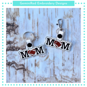 Mom Loves Football Key Fob {Eyelet & Snap}