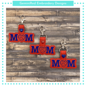 Mom Loves Volleyball Key Fob {Eyelet & Snap}
