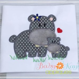 Hippo Mom & Baby {Four Sizes}