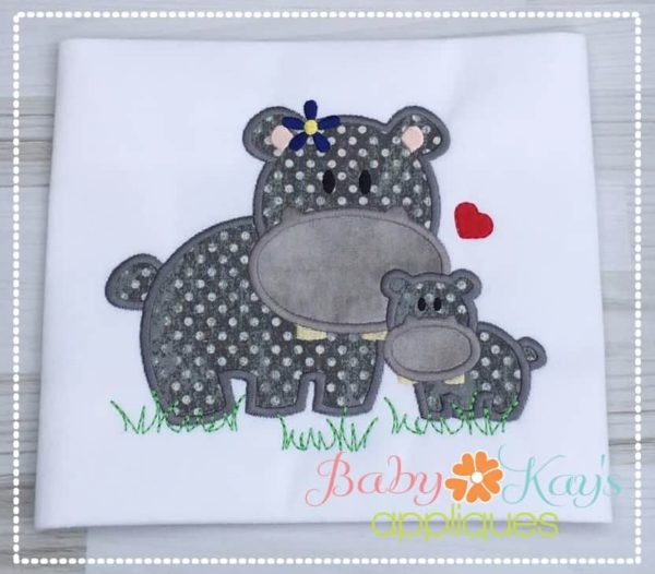 Hippo Mom & Baby {Four Sizes}
