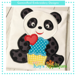 Panda Boy Holding a Cupcake {Four Sizes}