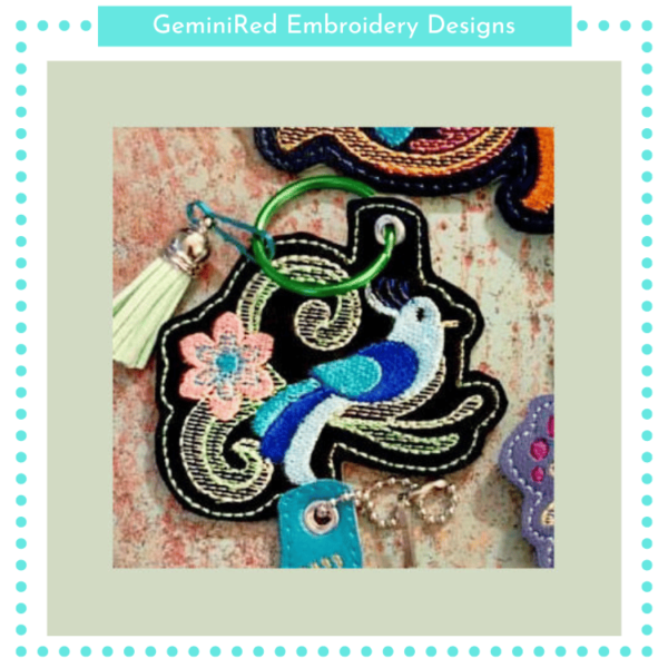 Paradise Bird 1 Key Fob {Eyelet & Snap}