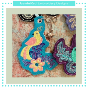 Paradise Bird 3 Key Fob {Eyelet & Snap}