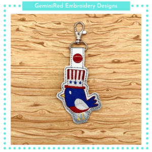 Patriotic Bird Key Fob {Eyelet & Snap}