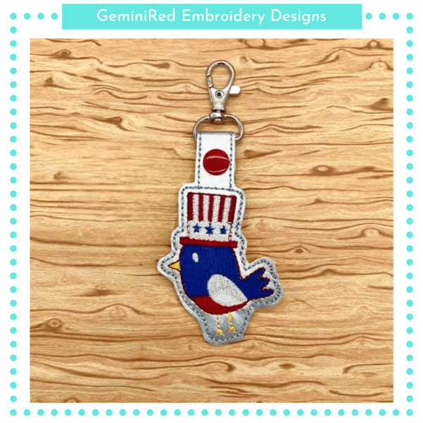 Patriotic Bird Key Fob {Eyelet & Snap}
