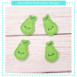In the Hoop Pear Feltie {4×4}