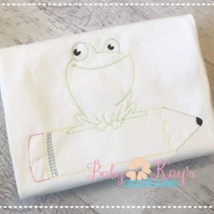 Frog On Pencil Outline {Four Sizes}
