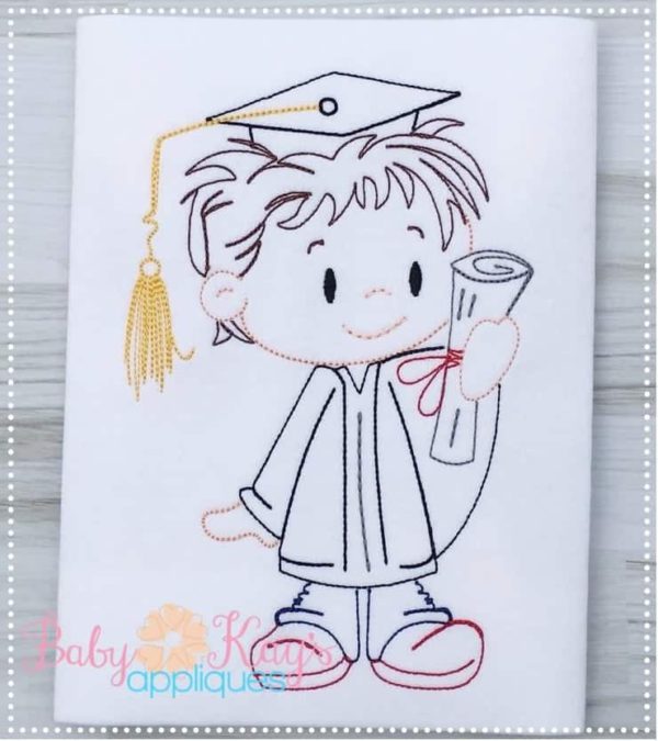 Little Graduation Boy Sketch {Four Sizes}