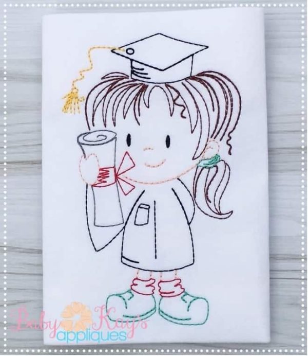 Little Graduation Girl Sketch {Four Sizes}
