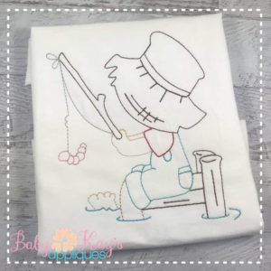 Little Boy Fishing on Pier Sketch {Four Sizes}