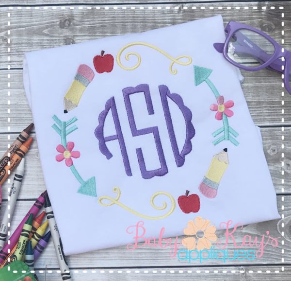 Pencil Flower Circle Frame {Four Sizes}