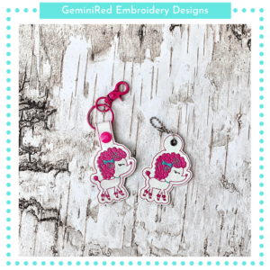 Pink Poodle Key Fob {Eyelet & Snap}