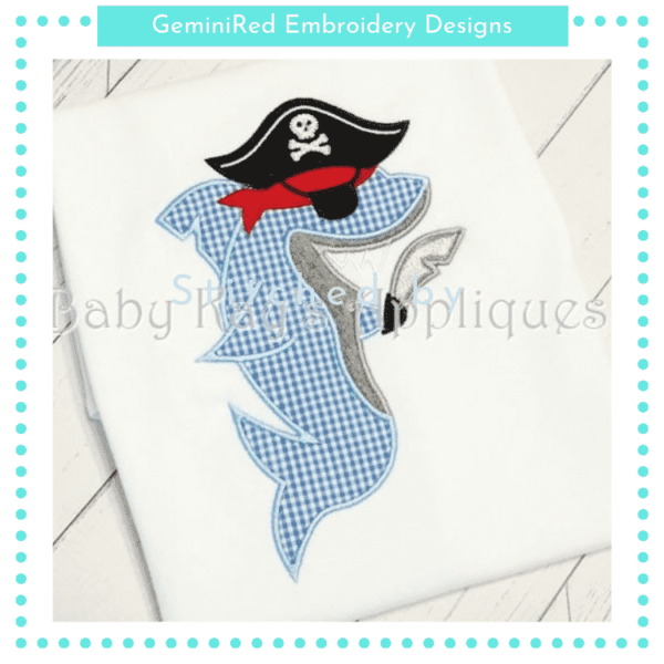 Pirate Shark Appliqué {Five Sizes}