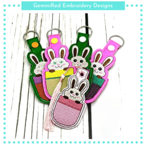 Pocket Bunny Key Fob {Eyelet & Snap}