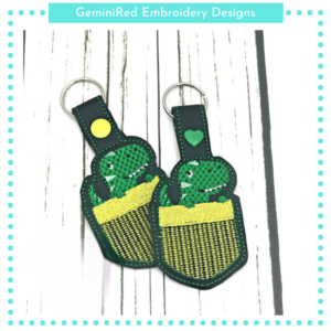 Pocket Dinosaur Key Fob {Eyelet & Snap}