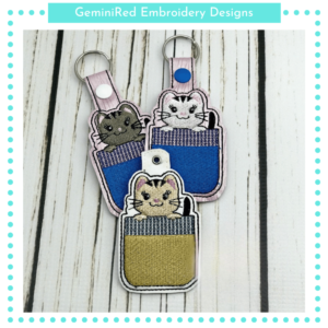 Pocket Kitty Key Fob {Eyelet & Snap}