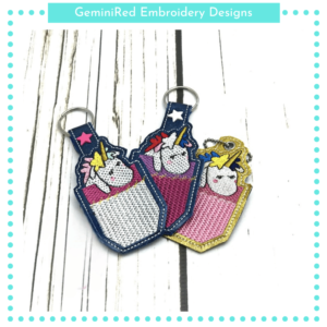 Pocket Unicorn Key Fob {Eyelet & Snap}