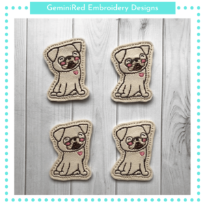 Pug Dog Feltie {4x4}