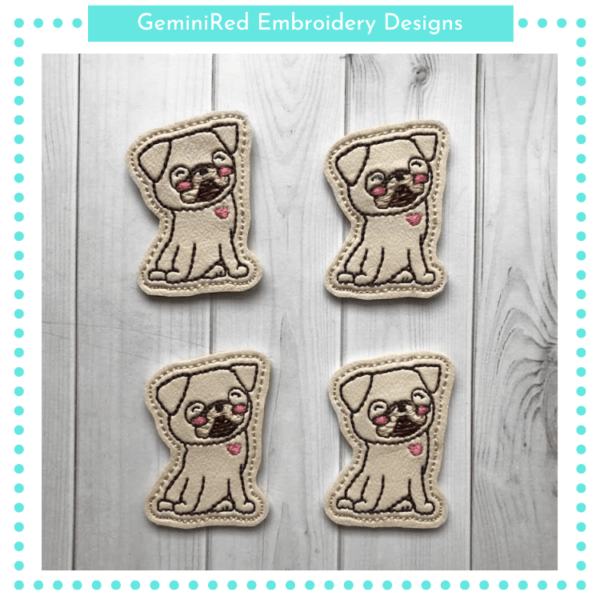 Pug Dog Feltie {4x4}