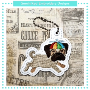 Pug Life Key Fob {Eyelet & Snap}
