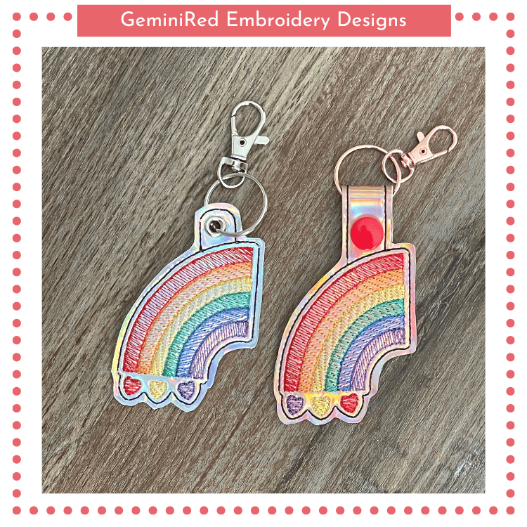 Rainbow Hearts Sketch Key Fob Set {4x4}