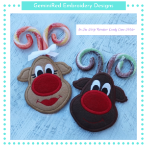 In The Hoop Reindeer Candy Cane Holders {4x4}