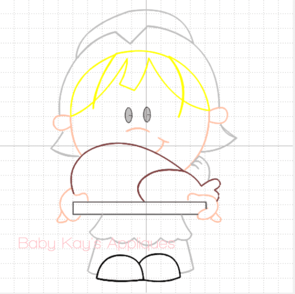 Pilgrim Girl with Turkey Sketch {Four Sizes} - Image 2