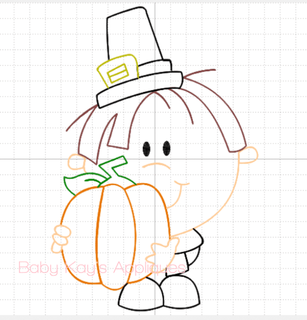 Pilgrim Boy with Pumpkin Sketch {Four Sizes} - Image 2